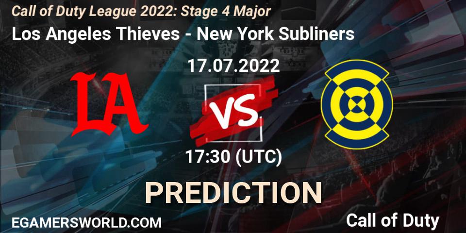Pronóstico Los Angeles Thieves - New York Subliners. 17.07.2022 at 17:30, Call of Duty, Call of Duty League 2022: Stage 4 Major