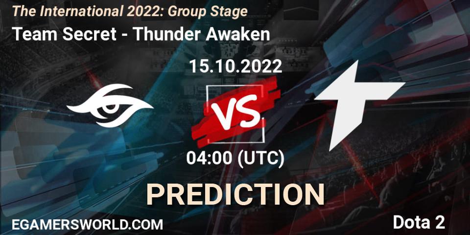 Pronóstico Team Secret - Thunder Awaken. 15.10.2022 at 05:05, Dota 2, The International 2022: Group Stage
