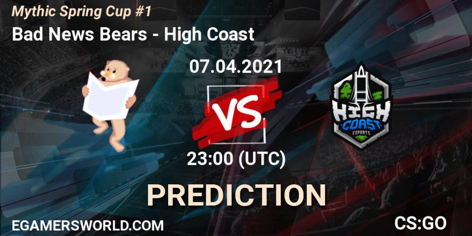 Pronóstico Bad News Bears - High Coast. 07.04.2021 at 23:00, Counter-Strike (CS2), Mythic Spring Cup #1