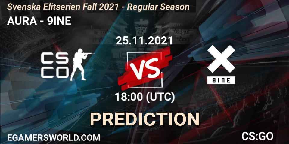 Pronóstico AURA - 9INE. 25.11.2021 at 18:00, Counter-Strike (CS2), Svenska Elitserien Fall 2021 - Regular Season