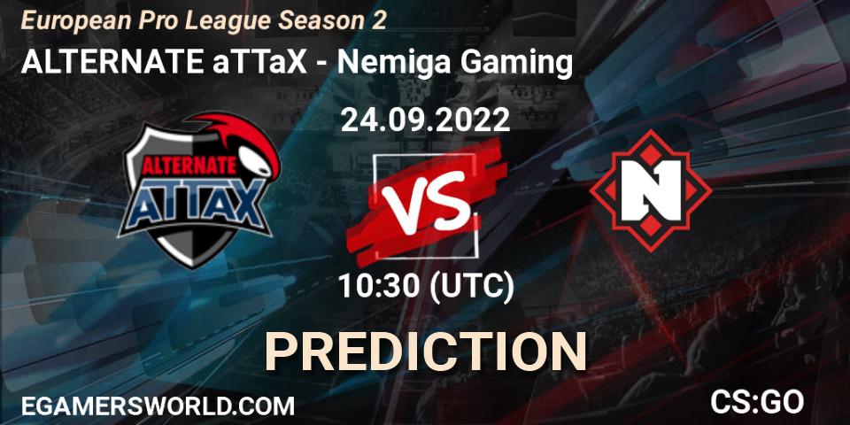 Pronóstico ALTERNATE aTTaX - Nemiga Gaming. 24.09.2022 at 10:30, Counter-Strike (CS2), European Pro League Season 2