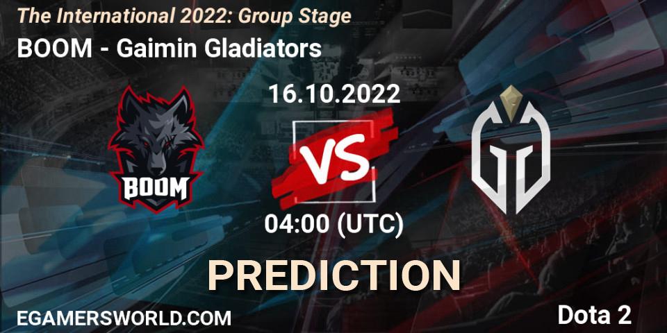 Pronóstico BOOM - Gaimin Gladiators. 16.10.22, Dota 2, The International 2022: Group Stage