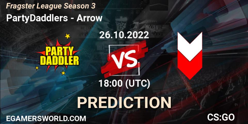 Pronóstico PartyDaddlers - Arrow. 26.10.2022 at 18:00, Counter-Strike (CS2), Fragster League Season 3