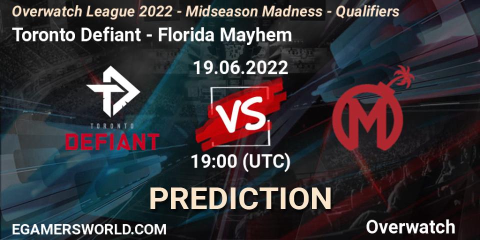 Pronóstico Toronto Defiant - Florida Mayhem. 19.06.2022 at 19:00, Overwatch, Overwatch League 2022 - Midseason Madness - Qualifiers