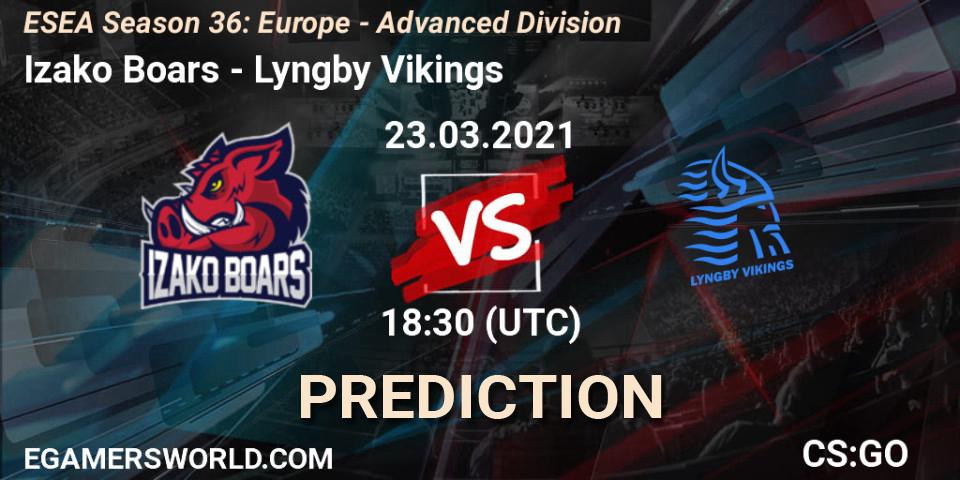 Pronóstico Izako Boars - Lyngby Vikings. 23.03.2021 at 19:30, Counter-Strike (CS2), ESEA Season 36: Europe - Advanced Division