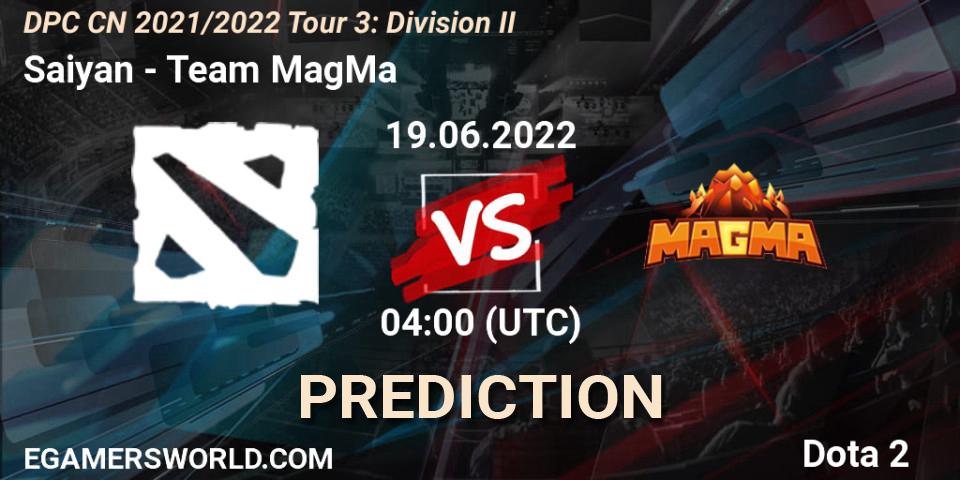 Pronóstico Saiyan - Team MagMa. 19.06.2022 at 04:01, Dota 2, DPC CN 2021/2022 Tour 3: Division II