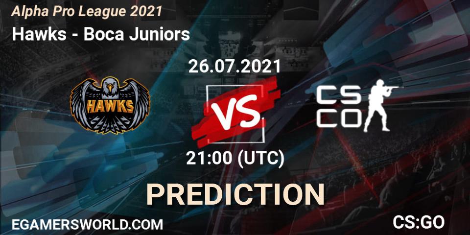 Pronóstico Hawks - Boca Juniors. 26.07.2021 at 21:00, Counter-Strike (CS2), Alpha Pro League 2021