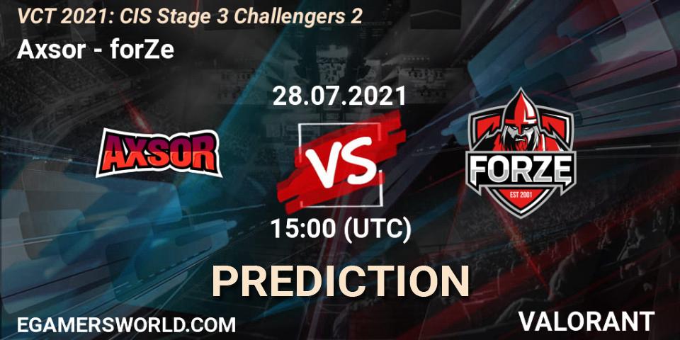 Pronóstico Axsor - forZe. 28.07.2021 at 15:00, VALORANT, VCT 2021: CIS Stage 3 Challengers 2