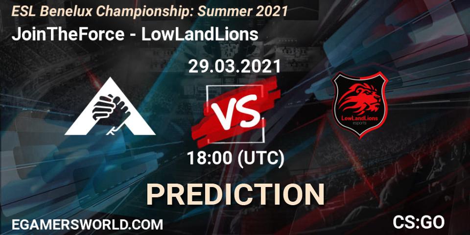 Pronóstico JoinTheForce - LowLandLions. 29.03.2021 at 18:00, Counter-Strike (CS2), ESL Benelux Championship: Summer 2021