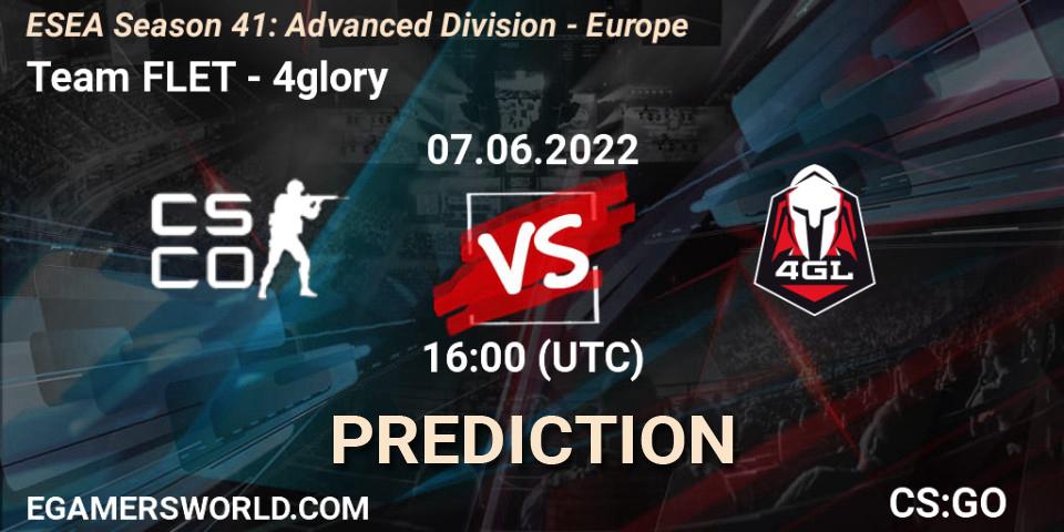 Pronóstico Team FLET - 4glory. 07.06.2022 at 16:00, Counter-Strike (CS2), ESEA Season 41: Advanced Division - Europe
