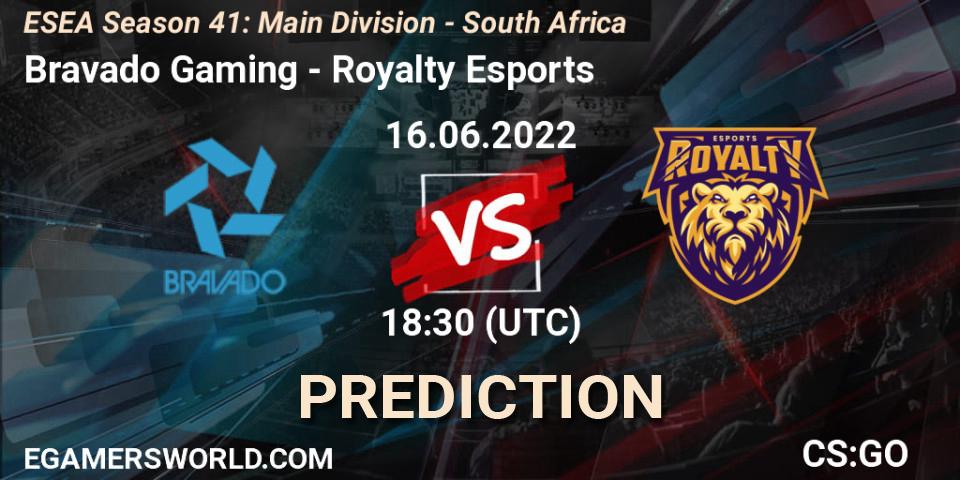 Pronóstico Bravado Gaming - Royalty Esports. 16.06.2022 at 18:00, Counter-Strike (CS2), ESEA Season 41: Main Division - South Africa