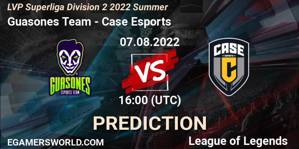 Pronóstico Guasones Team - Case Esports. 07.08.2022 at 16:00, LoL, LVP Superliga Division 2 Summer 2022