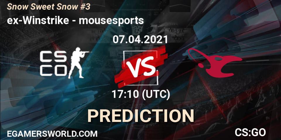 Pronóstico ex-Winstrike - mousesports. 07.04.2021 at 17:30, Counter-Strike (CS2), Snow Sweet Snow #3