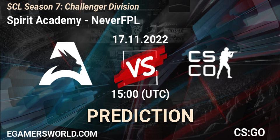 Pronóstico Spirit Academy - NeverFPL. 17.11.2022 at 12:00, Counter-Strike (CS2), SCL Season 7: Challenger Division