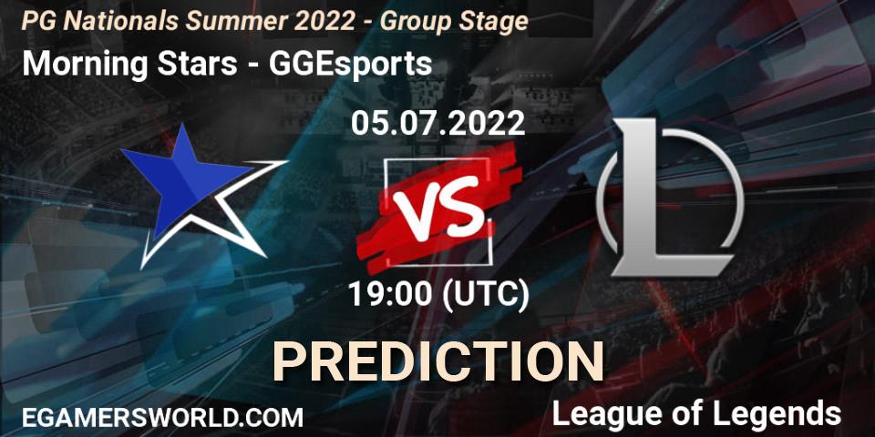 Pronóstico Morning Stars - GGEsports. 05.07.2022 at 19:00, LoL, PG Nationals Summer 2022 - Group Stage