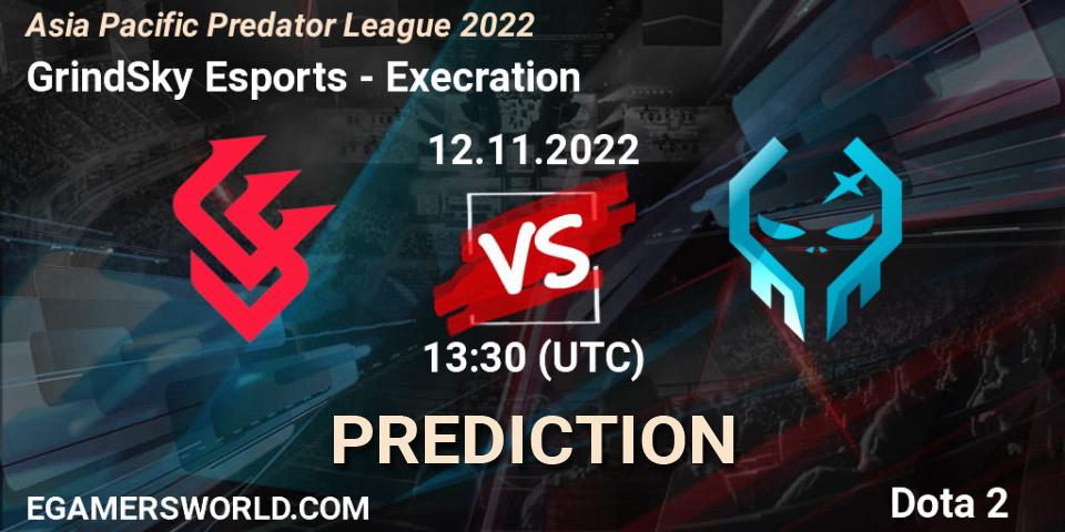 Pronóstico GrindSky Esports - Execration. 12.11.2022 at 13:43, Dota 2, Asia Pacific Predator League 2022