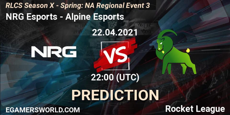 Pronóstico NRG Esports - Alpine Esports. 22.04.2021 at 22:00, Rocket League, RLCS Season X - Spring: NA Regional Event 3