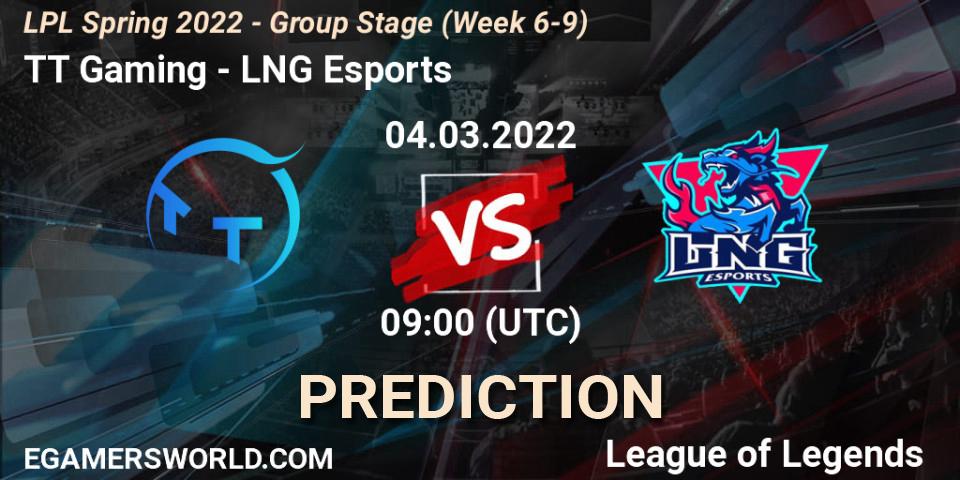 Pronóstico TT Gaming - LNG Esports. 04.03.2022 at 09:30, LoL, LPL Spring 2022 - Group Stage (Week 6-9)