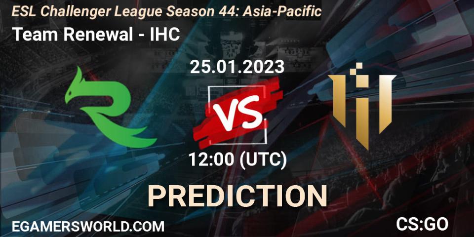 Pronóstico Team Renewal - IHC. 25.01.2023 at 12:00, Counter-Strike (CS2), ESL Challenger League Season 44: Asia-Pacific