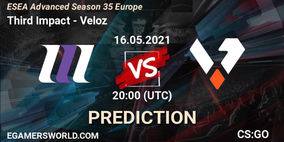 Pronóstico Third Impact - Veloz. 16.05.2021 at 20:00, Counter-Strike (CS2), ESEA Advanced Season 35 Europe