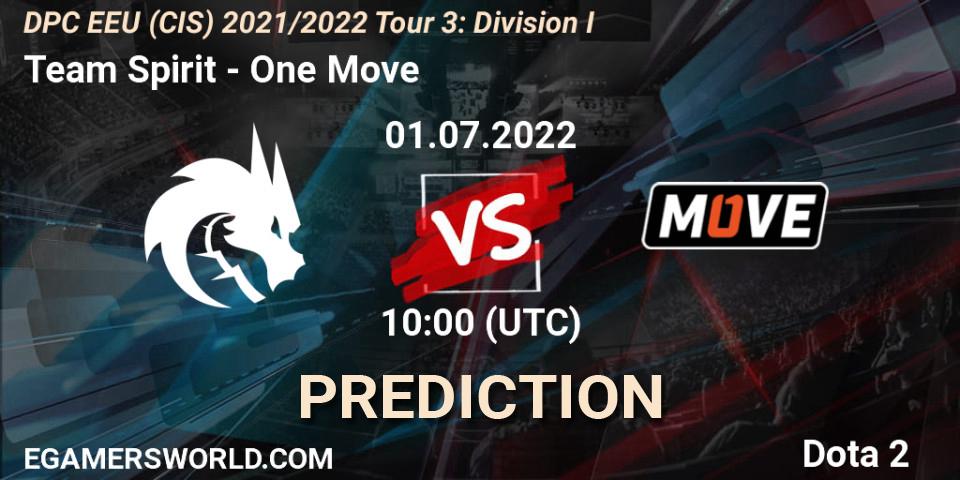 Pronóstico Team Spirit - One Move. 01.07.2022 at 10:00, Dota 2, DPC EEU (CIS) 2021/2022 Tour 3: Division I