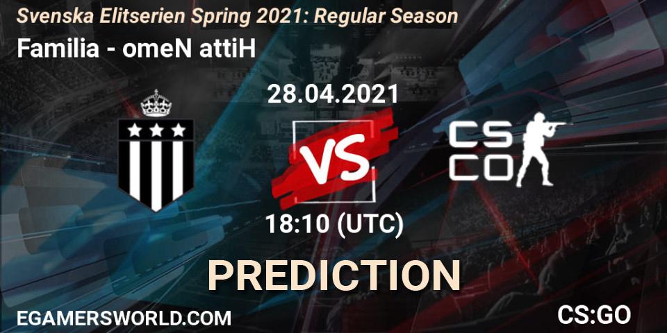 Pronóstico Familia - omeN attiH. 28.04.2021 at 18:10, Counter-Strike (CS2), Svenska Elitserien Spring 2021: Regular Season