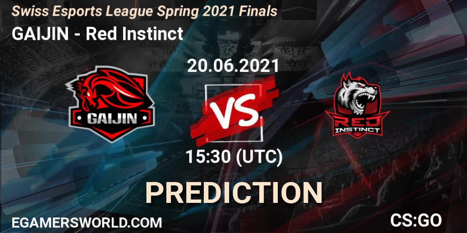 Pronóstico GAIJIN - Red Instinct. 20.06.2021 at 16:20, Counter-Strike (CS2), Swiss Esports League Spring 2021 Finals