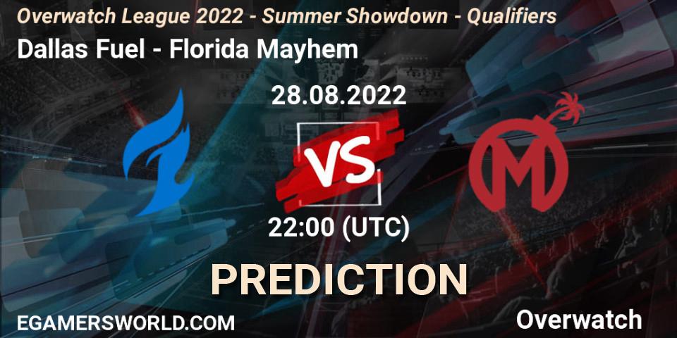 Pronóstico Dallas Fuel - Florida Mayhem. 28.08.2022 at 23:30, Overwatch, Overwatch League 2022 - Summer Showdown - Qualifiers