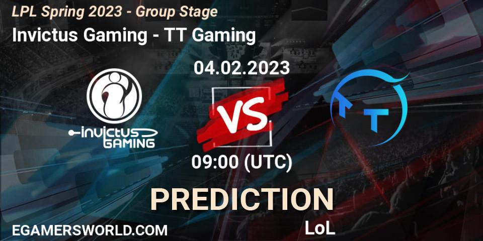 Pronóstico Invictus Gaming - TT Gaming. 04.02.2023 at 09:15, LoL, LPL Spring 2023 - Group Stage
