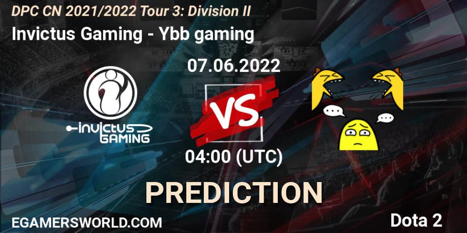 Pronóstico Invictus Gaming - Ybb gaming. 07.06.2022 at 04:03, Dota 2, DPC CN 2021/2022 Tour 3: Division II