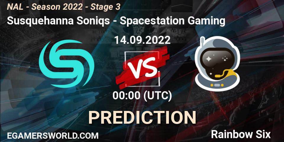 Pronóstico Susquehanna Soniqs - Spacestation Gaming. 14.09.2022 at 00:00, Rainbow Six, NAL - Season 2022 - Stage 3