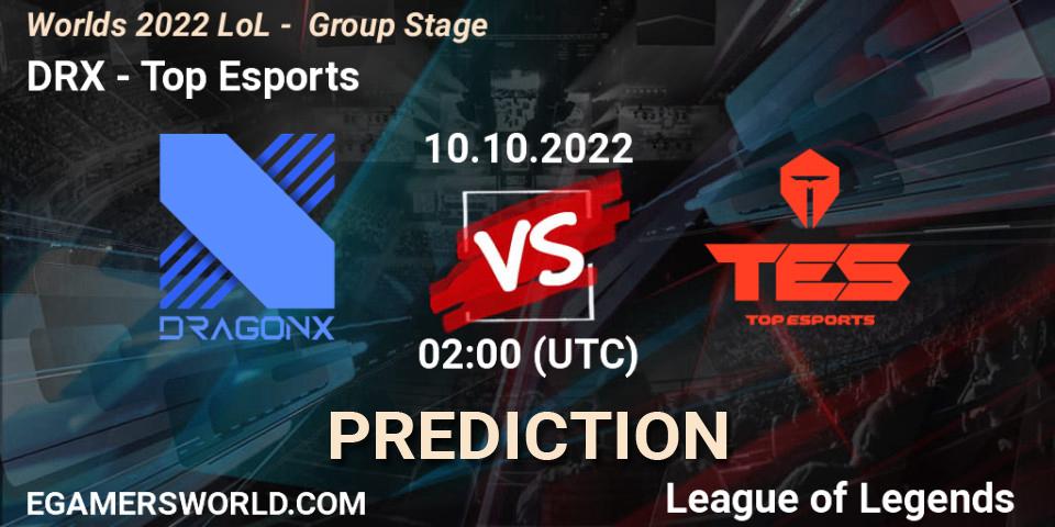 Pronóstico DRX - Top Esports. 10.10.2022 at 02:00, LoL, Worlds 2022 LoL - Group Stage