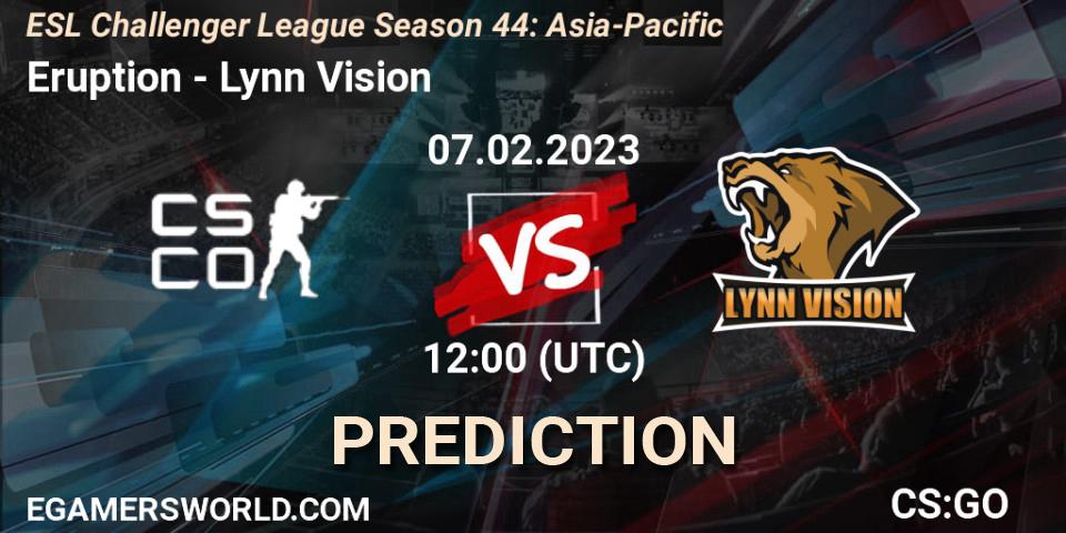 Pronóstico Eruption - Lynn Vision. 07.02.23, CS2 (CS:GO), ESL Challenger League Season 44: Asia-Pacific