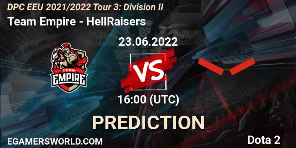 Pronóstico Team Empire - HellRaisers. 23.06.2022 at 17:18, Dota 2, DPC EEU 2021/2022 Tour 3: Division II