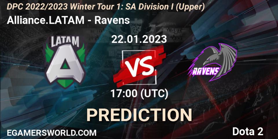 Pronóstico Alliance.LATAM - Ravens. 22.01.2023 at 17:04, Dota 2, DPC 2022/2023 Winter Tour 1: SA Division I (Upper) 