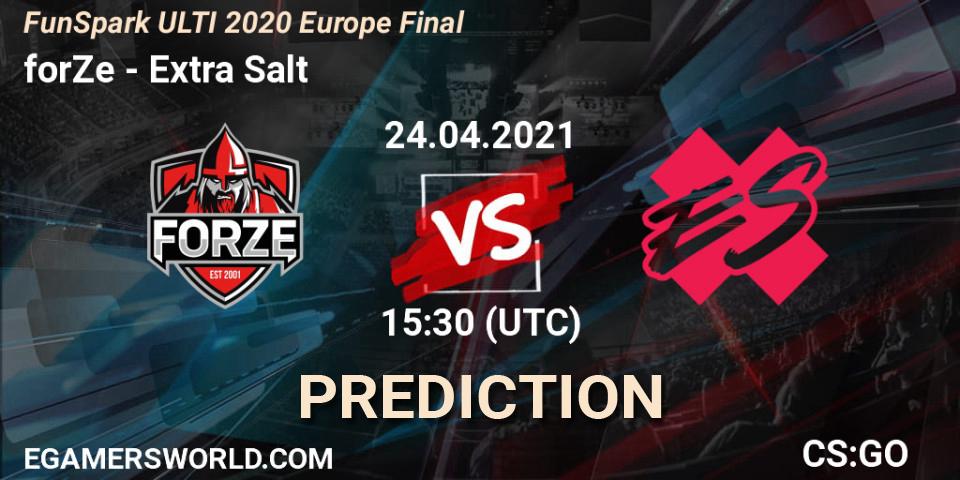 Pronóstico forZe - Extra Salt. 24.04.2021 at 15:30, Counter-Strike (CS2), Funspark ULTI 2020 Finals