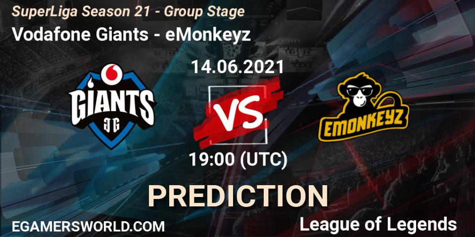 Pronóstico Vodafone Giants - eMonkeyz. 14.06.2021 at 16:00, LoL, SuperLiga Season 21 - Group Stage 