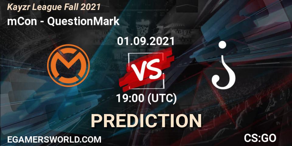 Pronóstico mCon - QuestionMark. 01.09.2021 at 19:00, Counter-Strike (CS2), Kayzr League Fall 2021