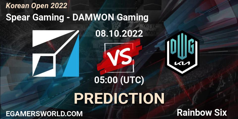 Pronóstico Spear Gaming - DAMWON Gaming. 08.10.2022 at 05:00, Rainbow Six, Korean Open 2022