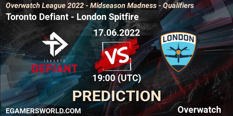 Pronóstico Toronto Defiant - London Spitfire. 17.06.2022 at 19:00, Overwatch, Overwatch League 2022 - Midseason Madness - Qualifiers