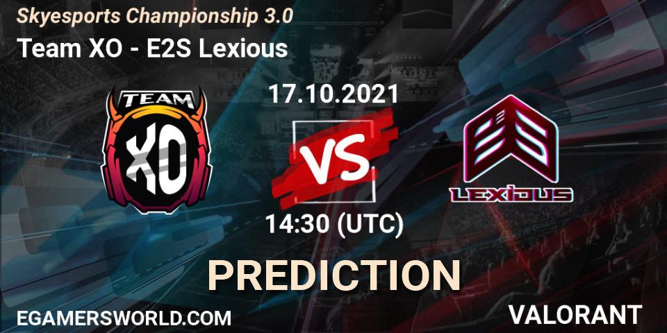 Pronóstico Team XO - E2S Lexious. 17.10.2021 at 14:30, VALORANT, Skyesports Championship 3.0