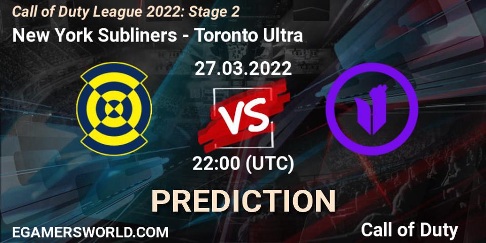 Pronóstico New York Subliners - Toronto Ultra. 27.03.22, Call of Duty, Call of Duty League 2022: Stage 2