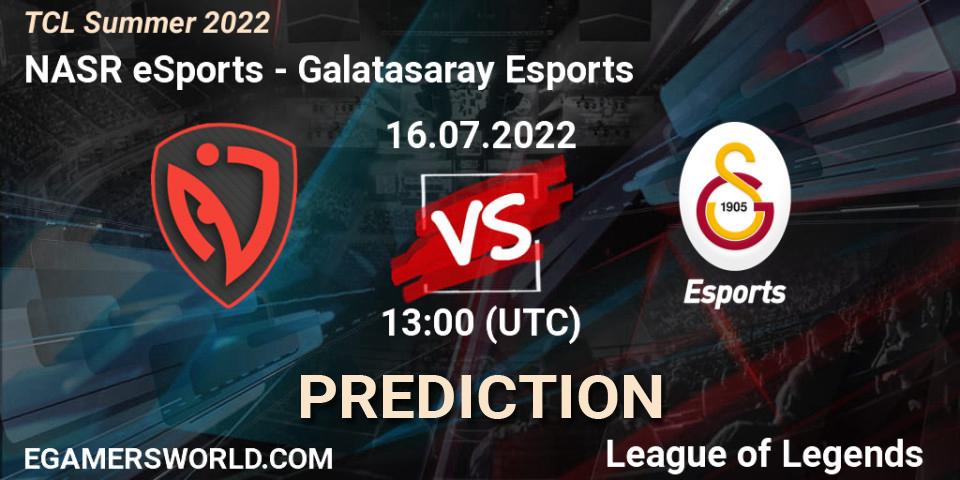 Pronóstico NASR eSports - Galatasaray Esports. 16.07.2022 at 15:00, LoL, TCL Summer 2022