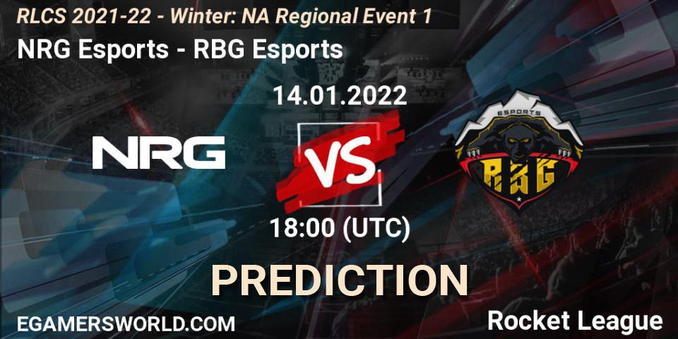 Pronóstico NRG Esports - RBG Esports. 14.01.22, Rocket League, RLCS 2021-22 - Winter: NA Regional Event 1