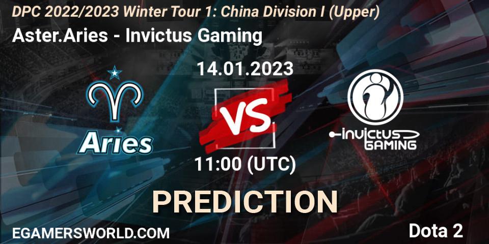 Pronóstico Aster.Aries - Invictus Gaming. 14.01.23, Dota 2, DPC 2022/2023 Winter Tour 1: CN Division I (Upper)