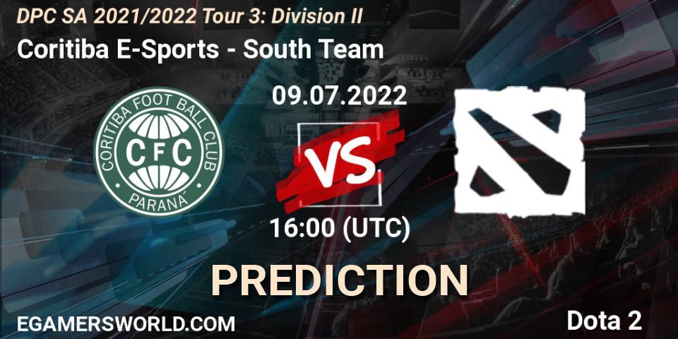 Pronóstico Coritiba E-Sports - South Team. 09.07.2022 at 16:05, Dota 2, DPC SA 2021/2022 Tour 3: Division II