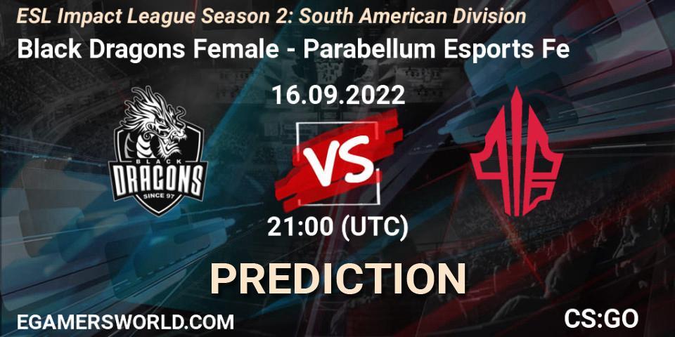 Pronóstico Black Dragons Female - Parabellum Esports Fe. 16.09.22, CS2 (CS:GO), ESL Impact League Season 2: South American Division