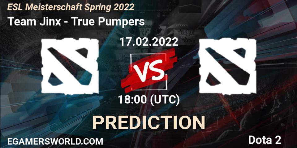 Pronóstico Team Jinx - True Pumpers. 17.02.2022 at 18:00, Dota 2, ESL Meisterschaft Spring 2022