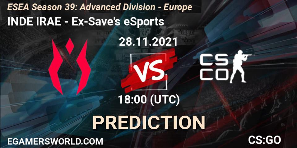 Pronóstico INDE IRAE - Ex-Save's eSports. 28.11.2021 at 18:00, Counter-Strike (CS2), ESEA Season 39: Advanced Division - Europe