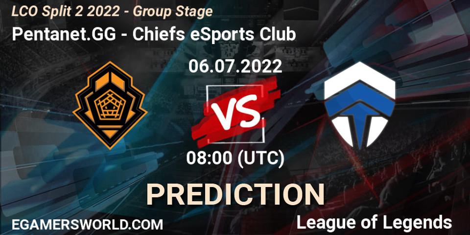Pronóstico Pentanet.GG - Chiefs eSports Club. 06.07.2022 at 08:00, LoL, LCO Split 2 2022 - Group Stage